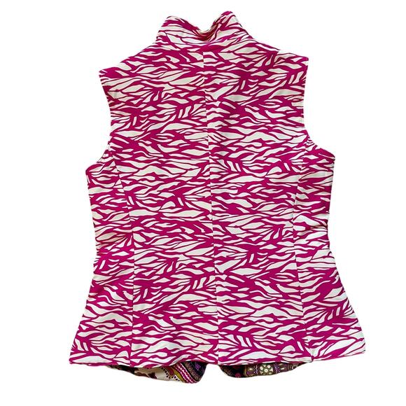 Jude Connally Reversible Quilted Vest M | Pink Zebra & Paisley Sleeveless Jacket - Picture 7 of 7